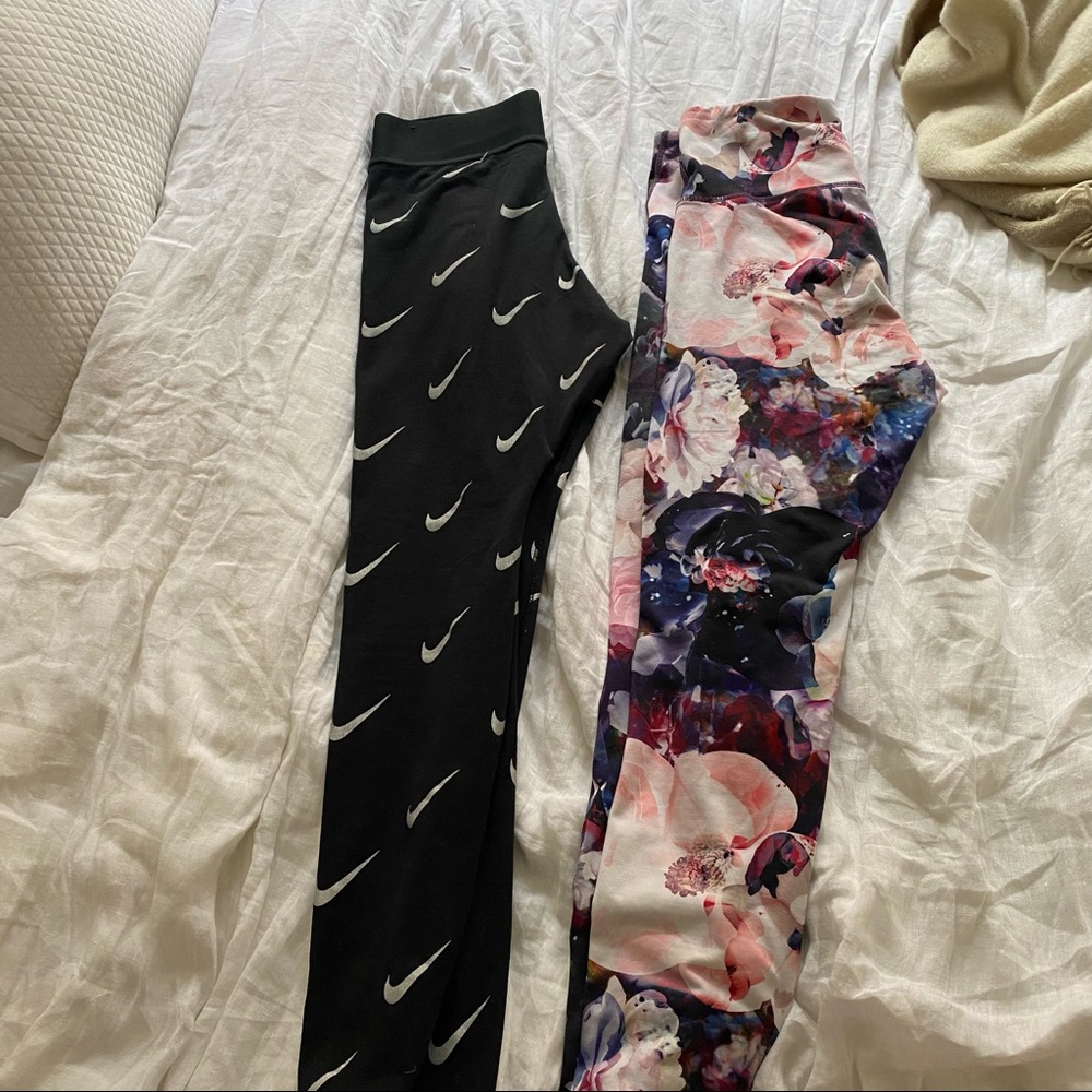 Leggings Set - Black Nike and Floral Old Navy